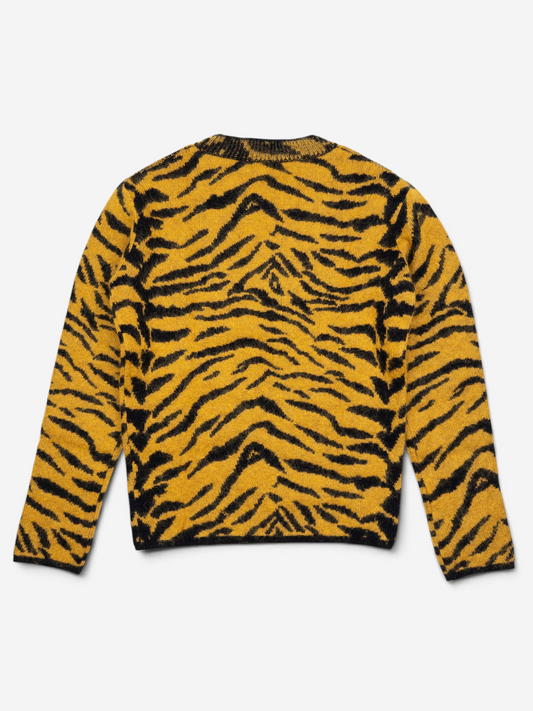 Saint Laurent AW19 Fuzzy Tiger Stripe Print Knit Sweater – back view