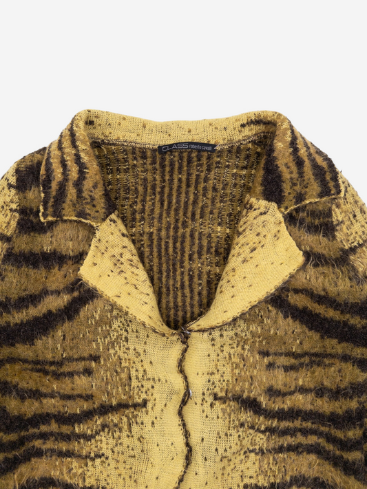 Roberto Cavalli AW02 Fuzzy Safari Tiger Print Cardigan Jacket – collar detail