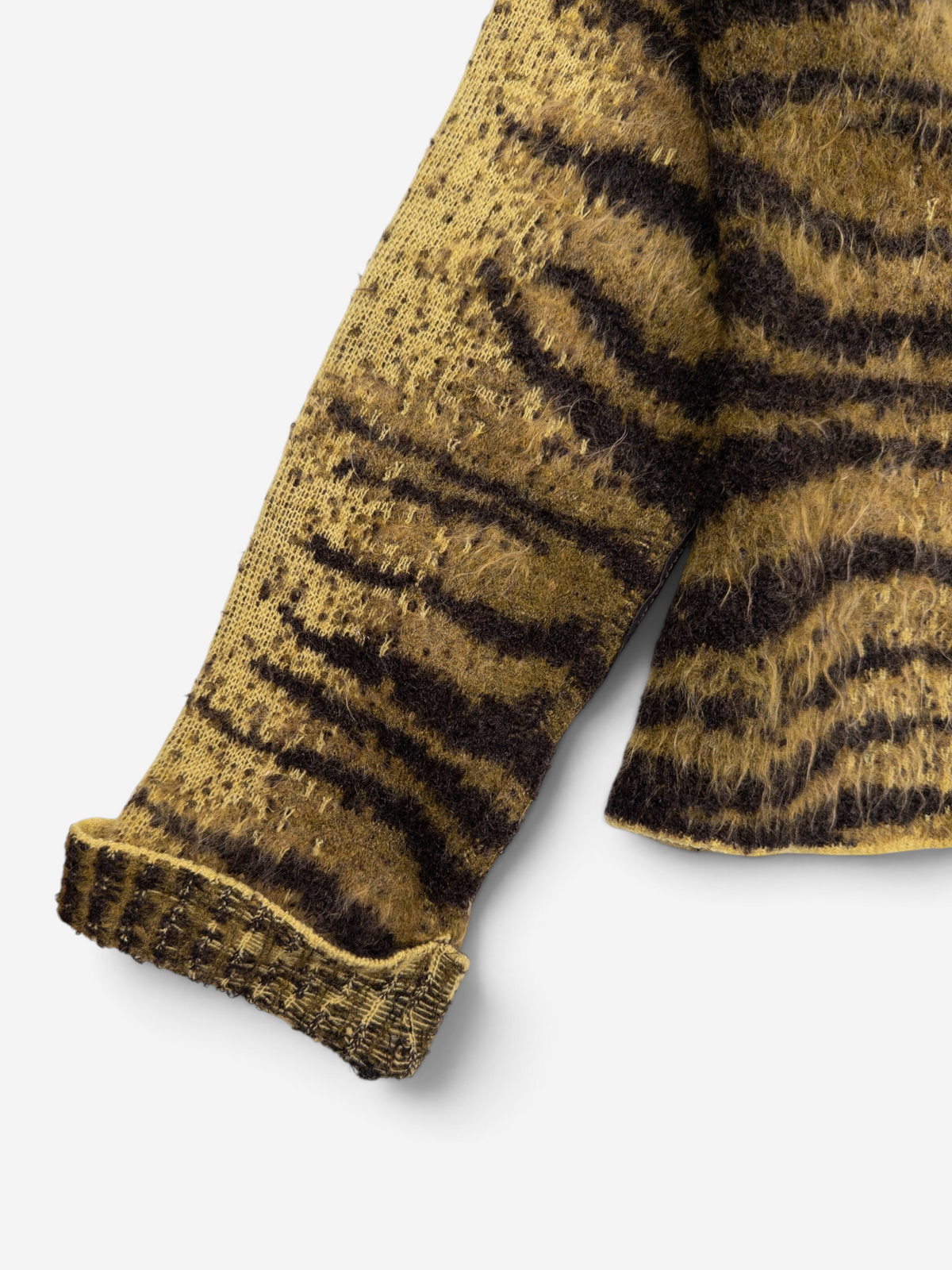 Roberto Cavalli AW02 Fuzzy Safari Tiger Print Cardigan Jacket – sleeve detail