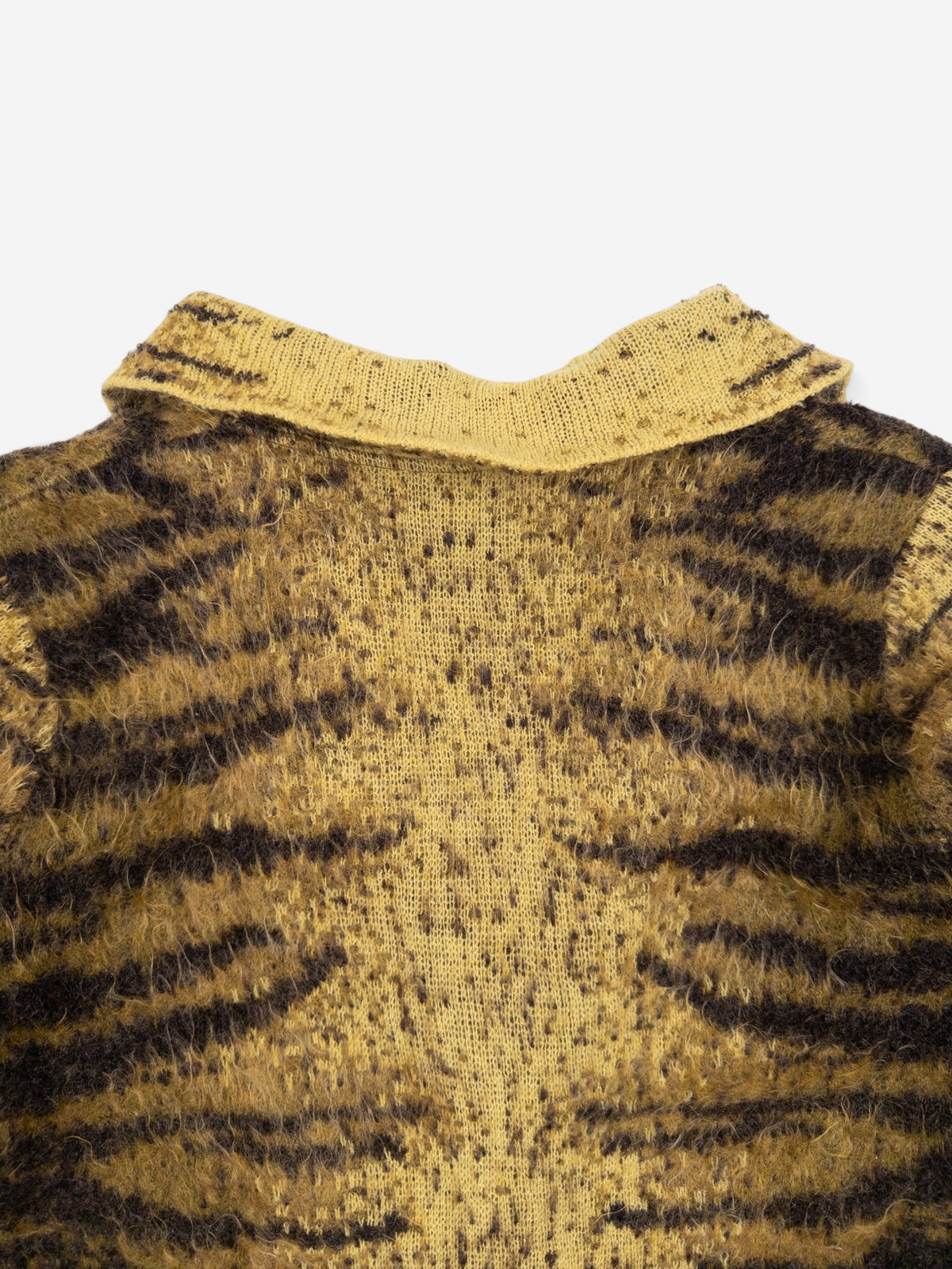 Roberto Cavalli AW02 Fuzzy Safari Tiger Print Cardigan Jacket – back collar detail