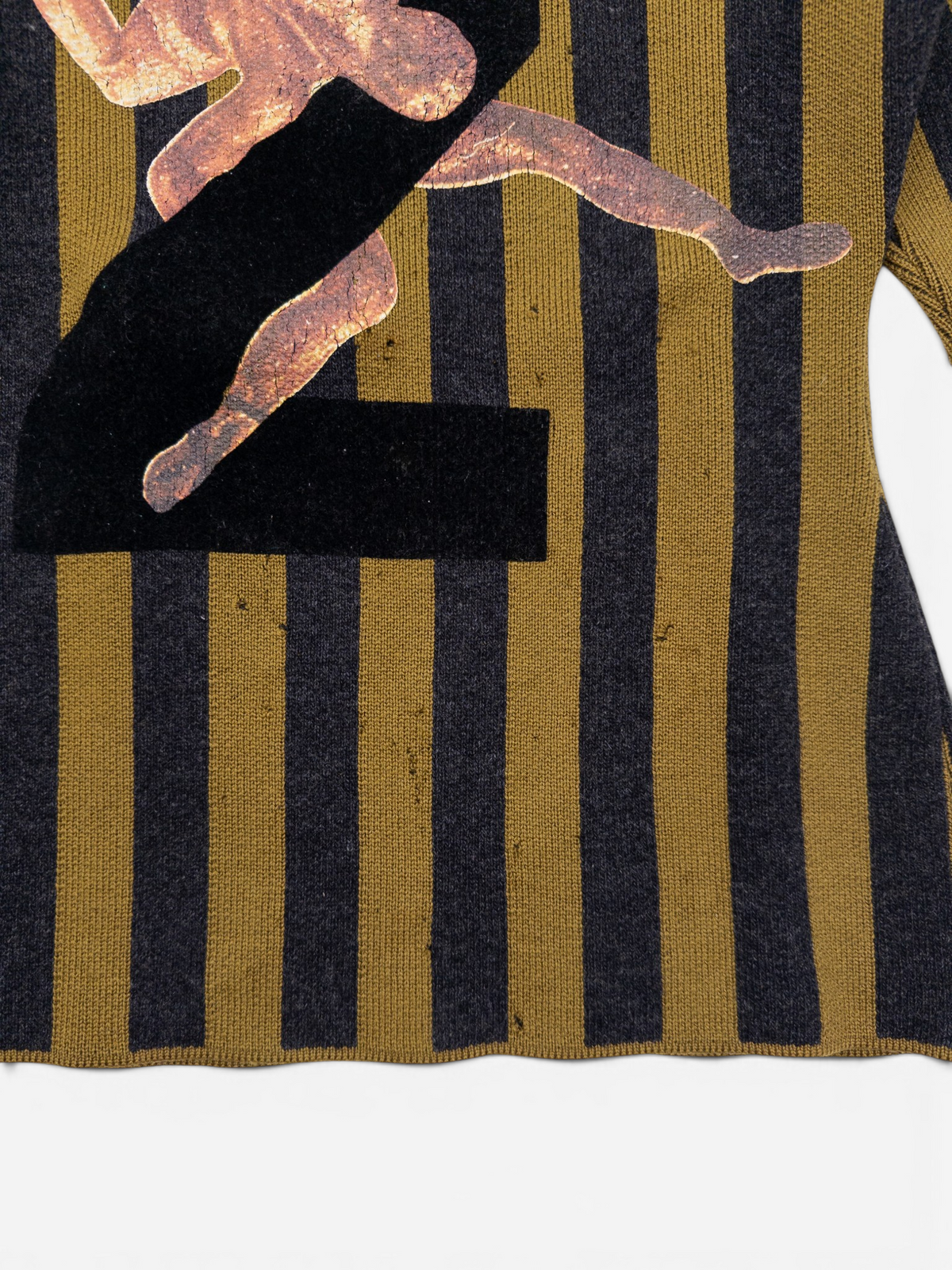 Jean Paul Gaultier AW86 Striped Number 2 Wrestler Mockneck Sweater – number detail