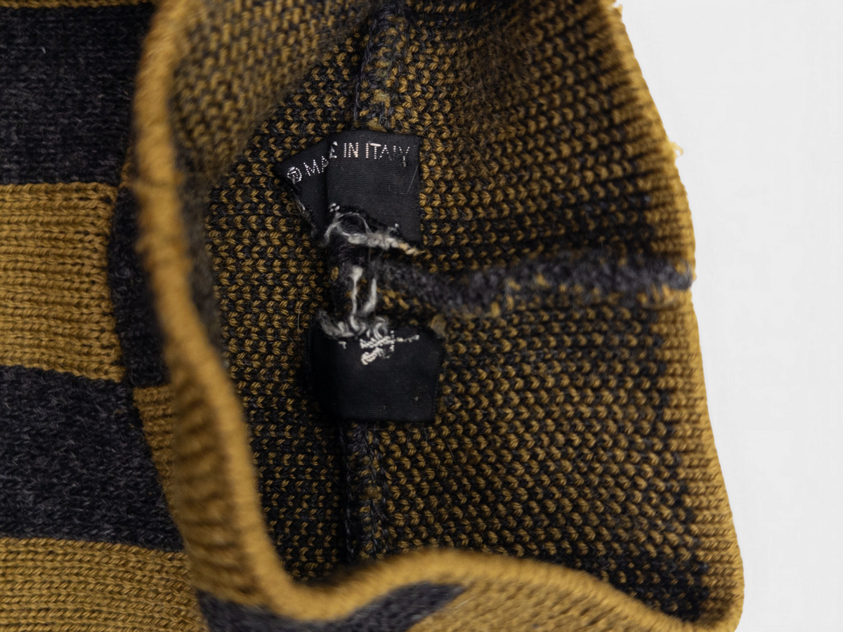 Jean Paul Gaultier AW86 Striped Number 2 Wrestler Mockneck Sweater – brand label