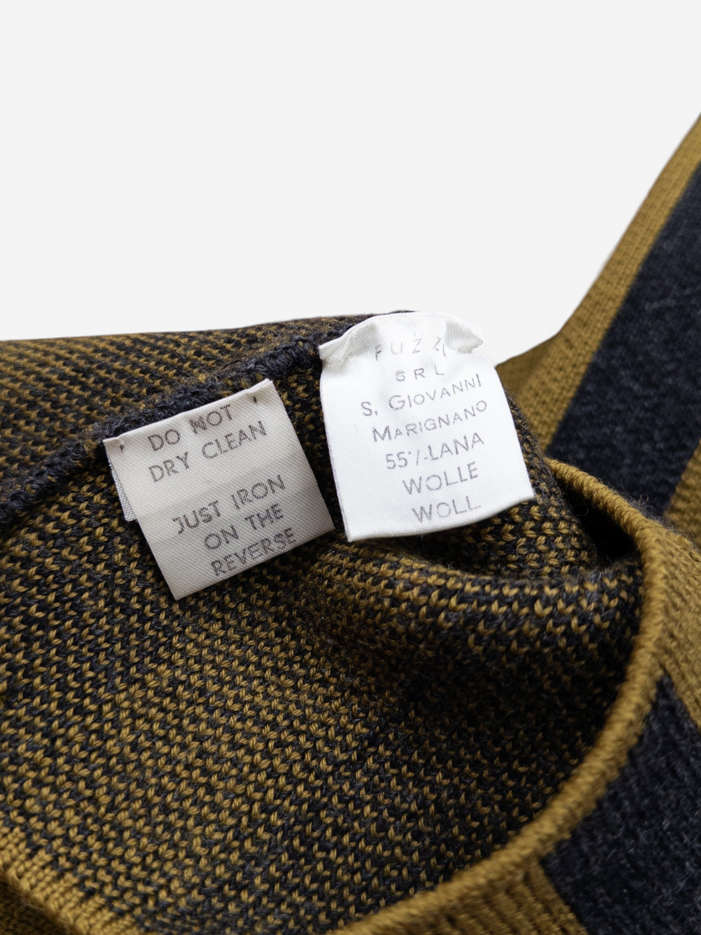 Jean Paul Gaultier AW86 Striped Number 2 Wrestler Mockneck Sweater – care label