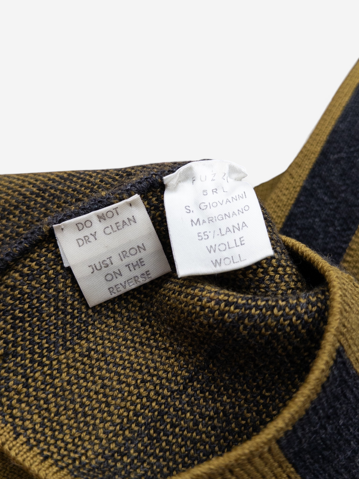 Jean Paul Gaultier AW86 Striped Number 2 Wrestler Mockneck Sweater – care label