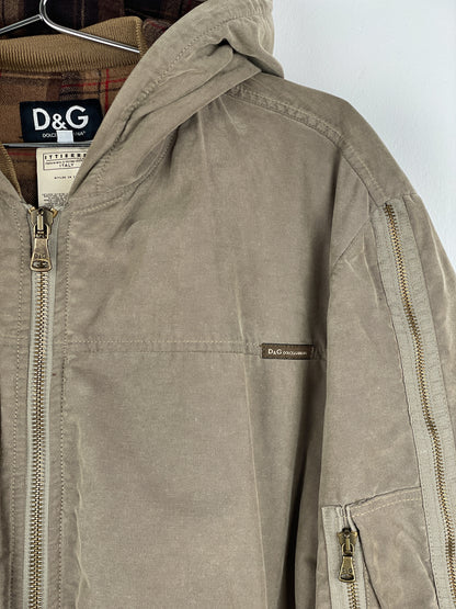 Dolce & Gabbana AW03 Hooded Zip-Sleeve Backzip Bomber Jacket