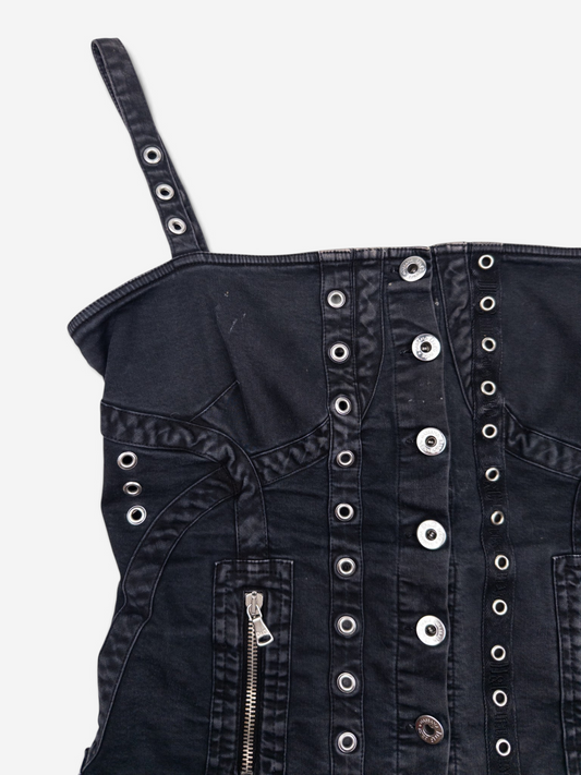 Dolce Gabbana 2000s 3-Piece Bondage Denim Bustier Set – bustier eyelet detail