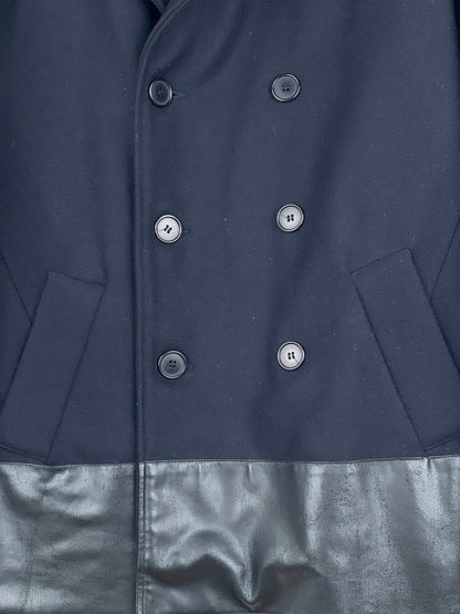 Helmut Lang AW97 Leather-Hem Pea Coat