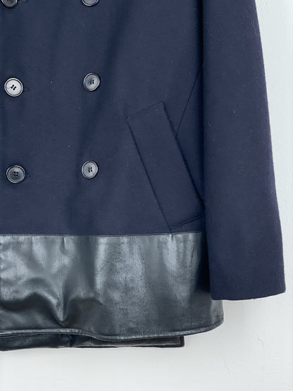 Helmut Lang AW97 Leather-Hem Pea Coat