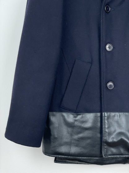Helmut Lang AW97 Leather-Hem Pea Coat