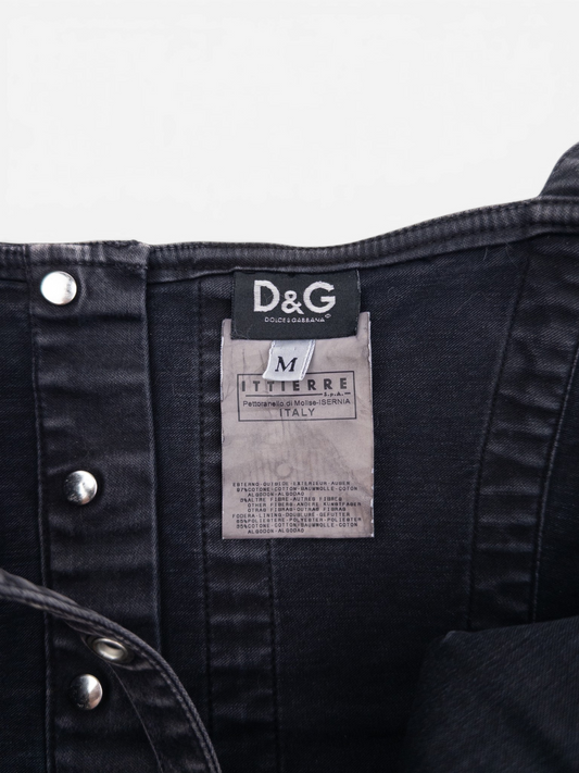 Dolce Gabbana 2000s 3-Piece Bondage Denim Bustier Set – bustier brand label