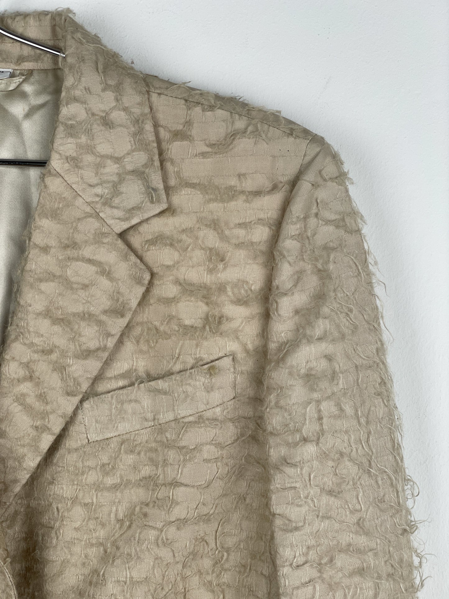 Helmut Lang 1990s Shaggy Fringe Chesterfield Coat