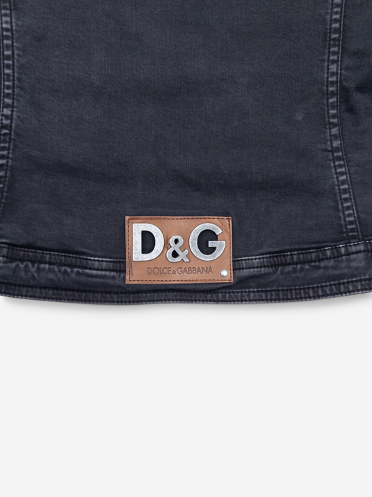 Dolce Gabbana 2000s 3-Piece Bondage Denim Bustier Set – jacket logo tab detail