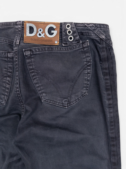 Dolce Gabbana 2000s 3-Piece Bondage Denim Bustier Set – trouser back pocket detail