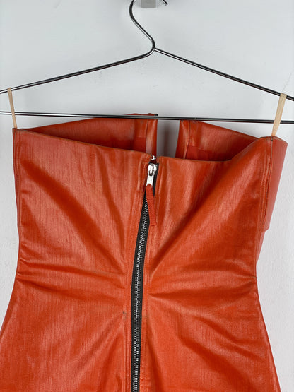 Rick Owens AW22 'Strobe' Coated Denim Prong Mini Dress