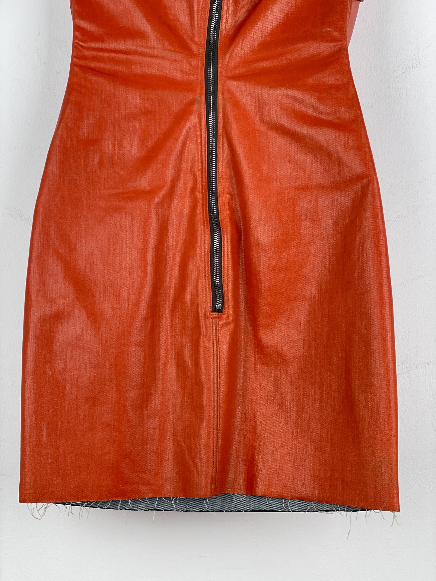 Rick Owens AW22 'Strobe' Coated Denim Prong Mini Dress