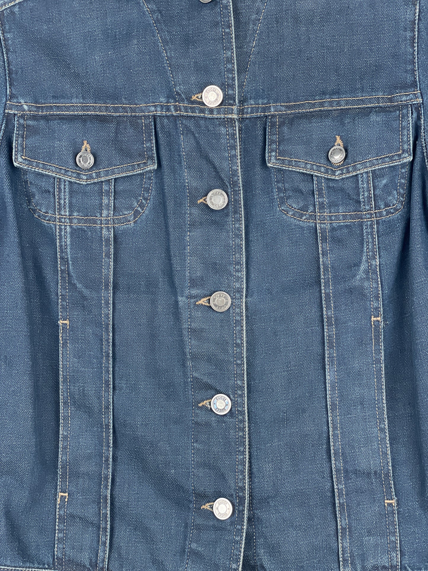 Gucci by Tom Ford SS02 Epaulettes Dark Denim Trucker Jacket