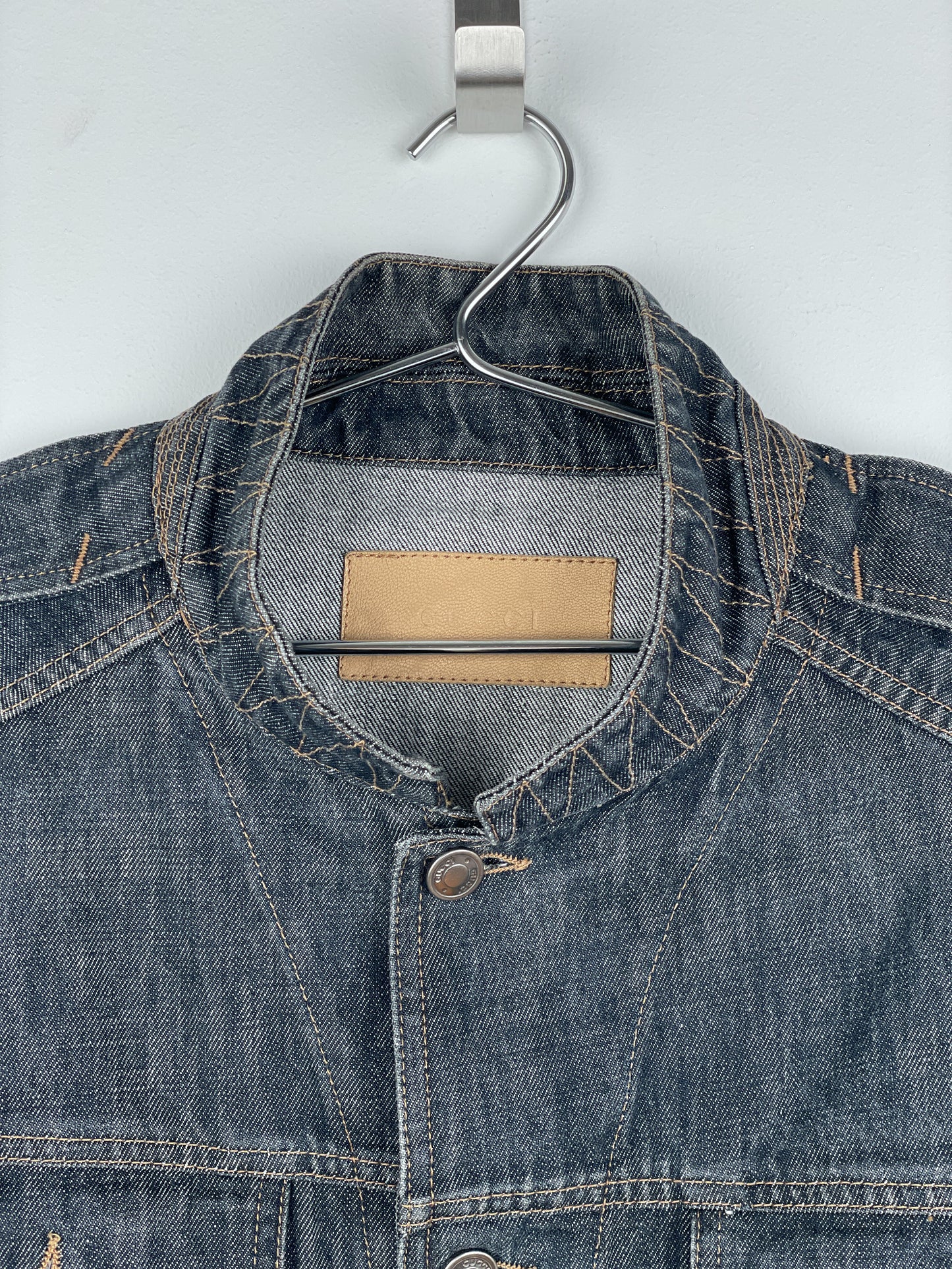 Gucci by Tom Ford SS02 Epaulettes Dark Denim Trucker Jacket