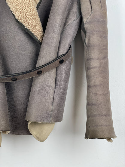 Rick Owens AW10 'Gleam' Belted Shearling Leather Jacket