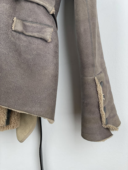 Rick Owens AW10 'Gleam' Belted Shearling Leather Jacket