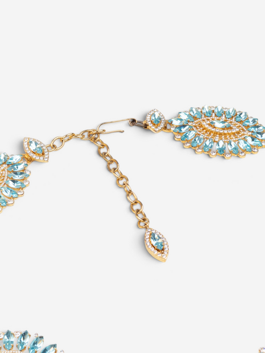 Dolce & Gabbana 2000s Turquoise Swarovski Crystal Gold-Colored Metal Chain Belt – photo 4