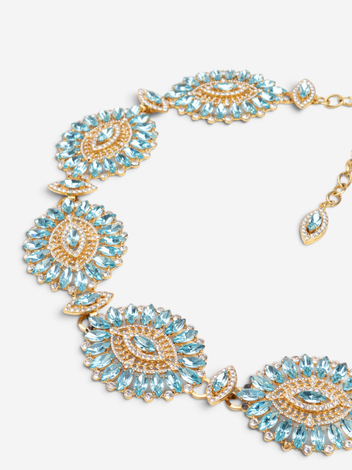 Dolce & Gabbana 2000s Turquoise Swarovski Crystal Gold-Colored Metal Chain Belt – photo 5