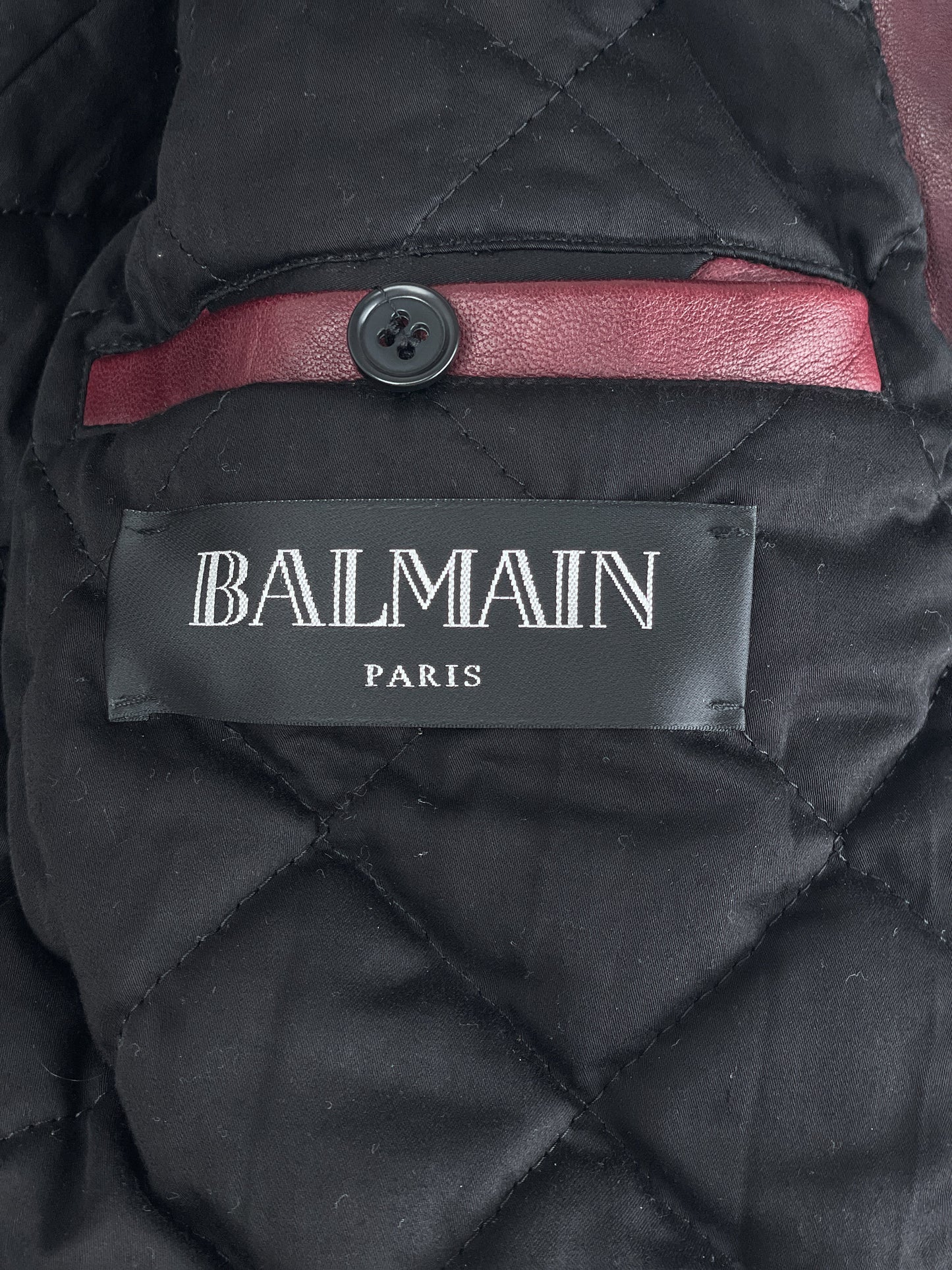 Balmain AW13 Decarnin Oxblood Biker Leather Jacket