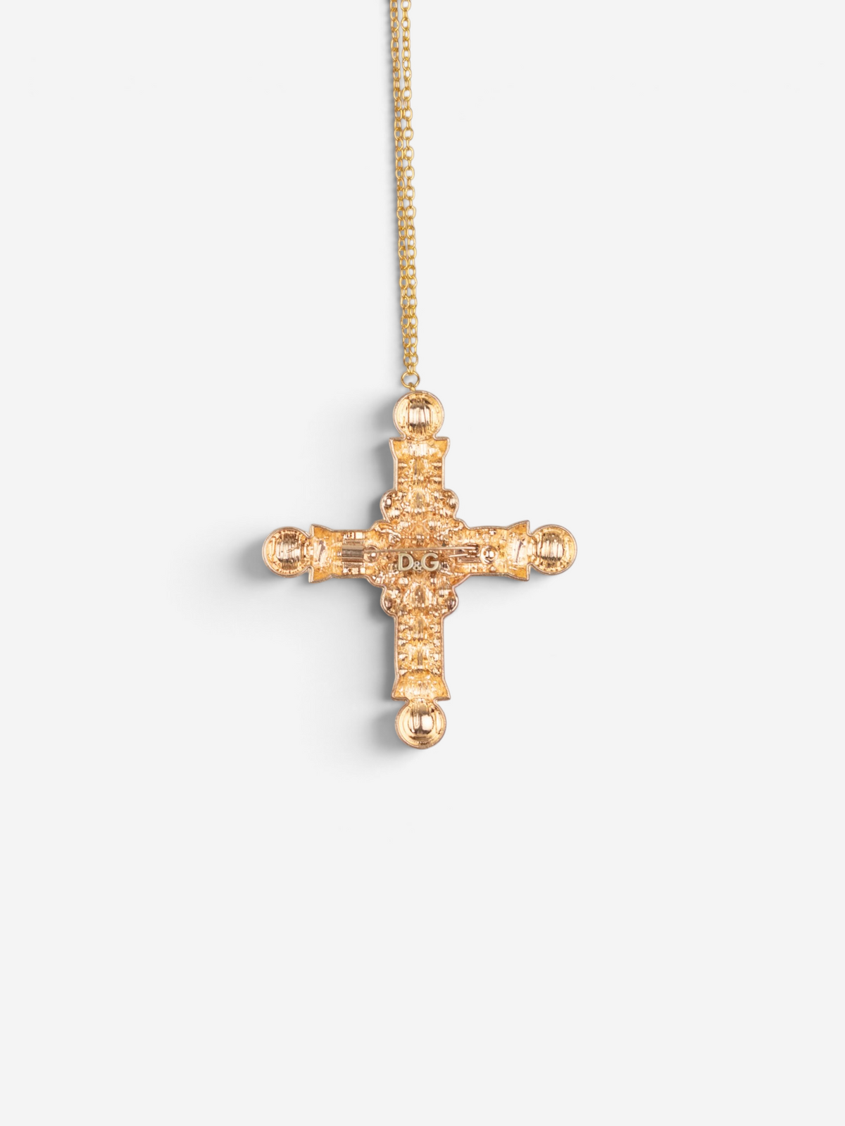 Dolce & Gabbana 2000s Gold-Colored Pearl Cross Necklace – photo 5
