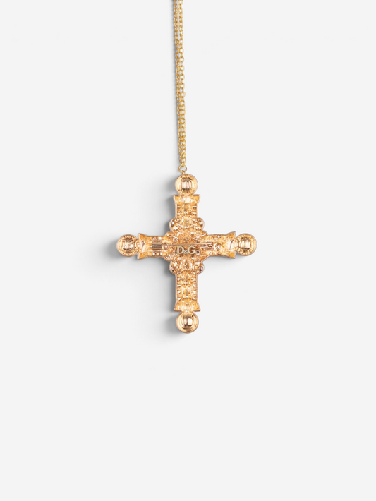 Dolce & Gabbana 2000s Gold-Colored Pearl Cross Necklace – photo 5