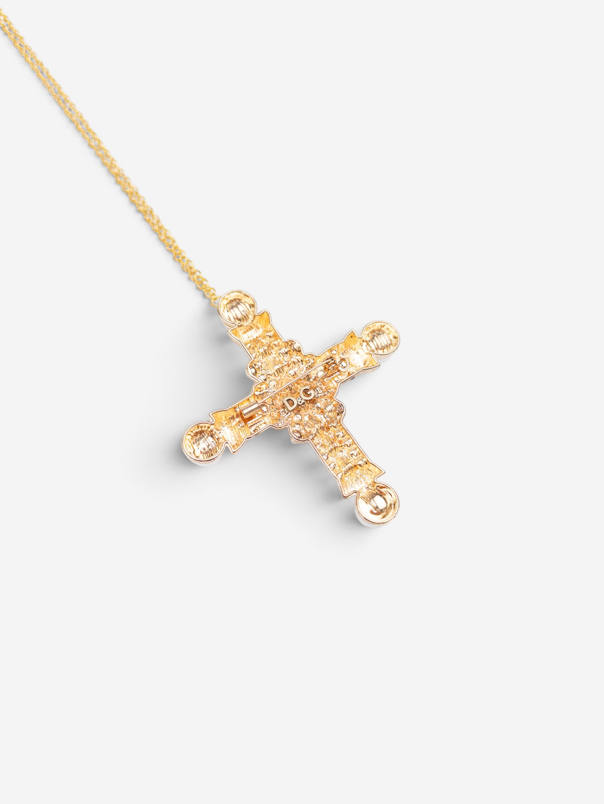 Dolce & Gabbana 2000s Gold-Colored Pearl Cross Necklace – photo 6
