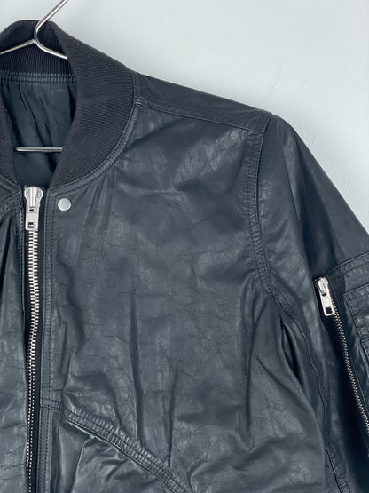 Rick Owens SS16 'Cyclops' Draped Ripple Leather Bomber Jacket