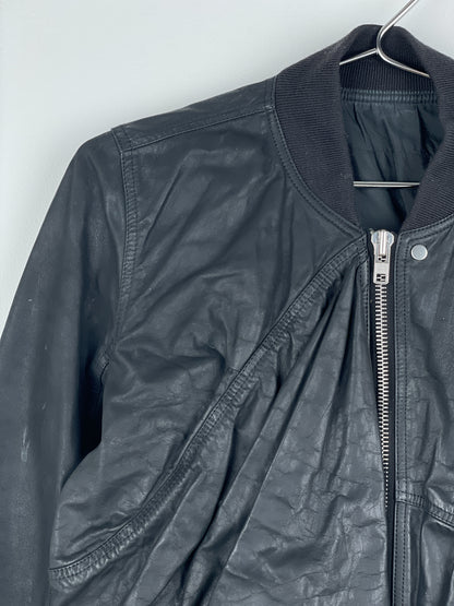 Rick Owens SS16 'Cyclops' Draped Ripple Leather Bomber Jacket