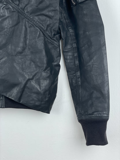 Rick Owens SS16 'Cyclops' Draped Ripple Leather Bomber Jacket