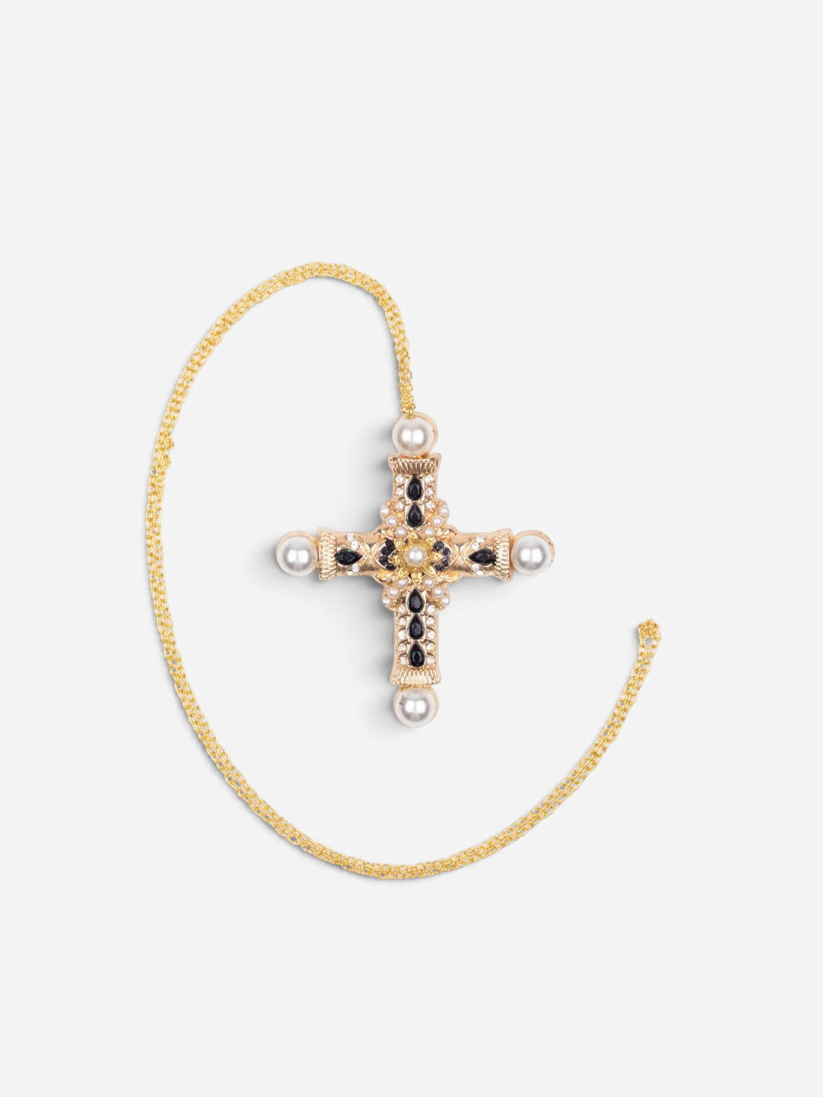 Dolce & Gabbana 2000s Gold-Colored Pearl Cross Necklace – photo 2