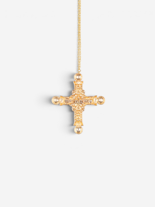 Dolce & Gabbana 2000s Gold-Colored Pearl Cross Necklace – photo 5