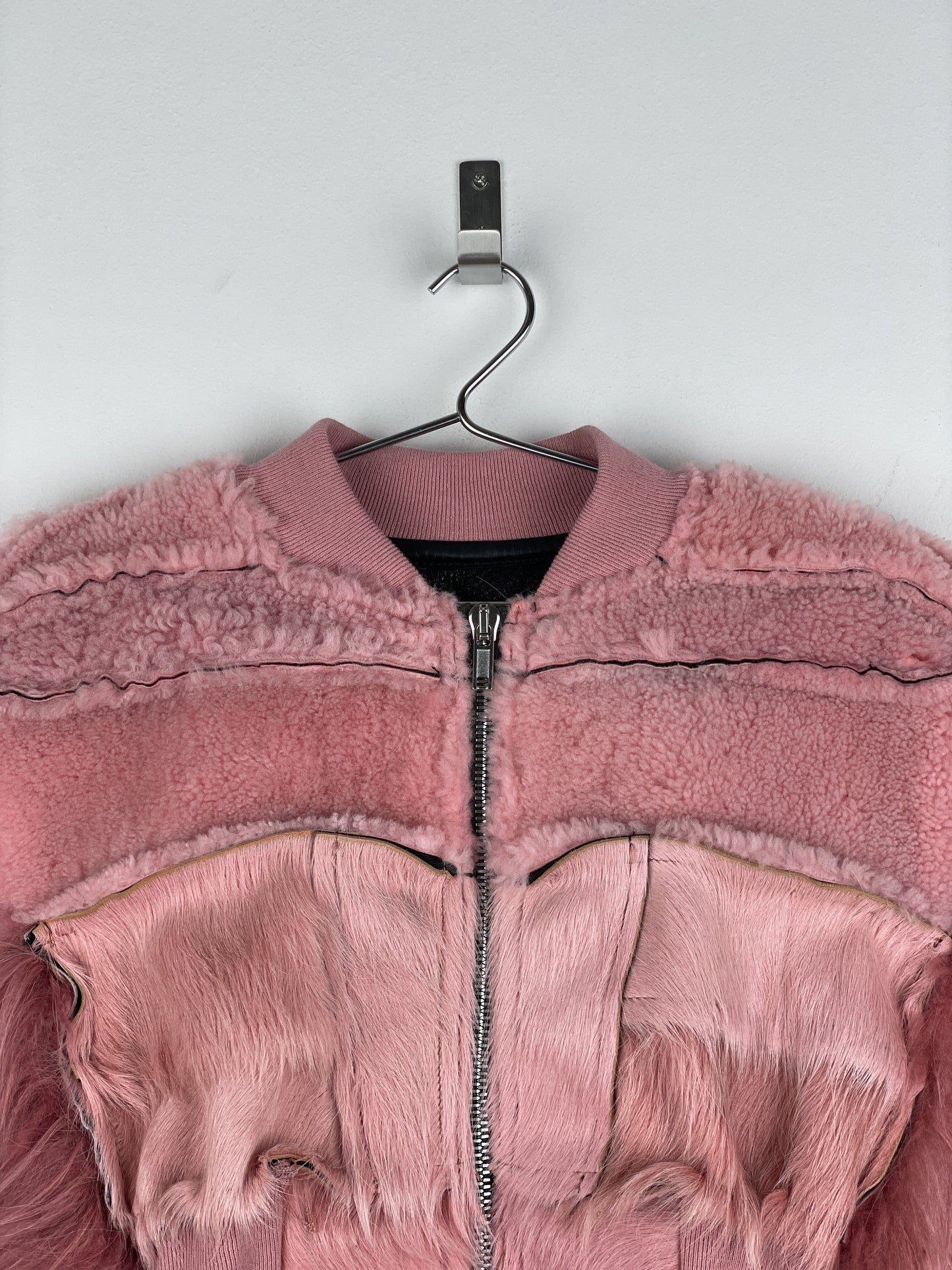 Rick Owens AW22 'Strobe' Cropped Collage Pony Hair Fur Bomber Jacket