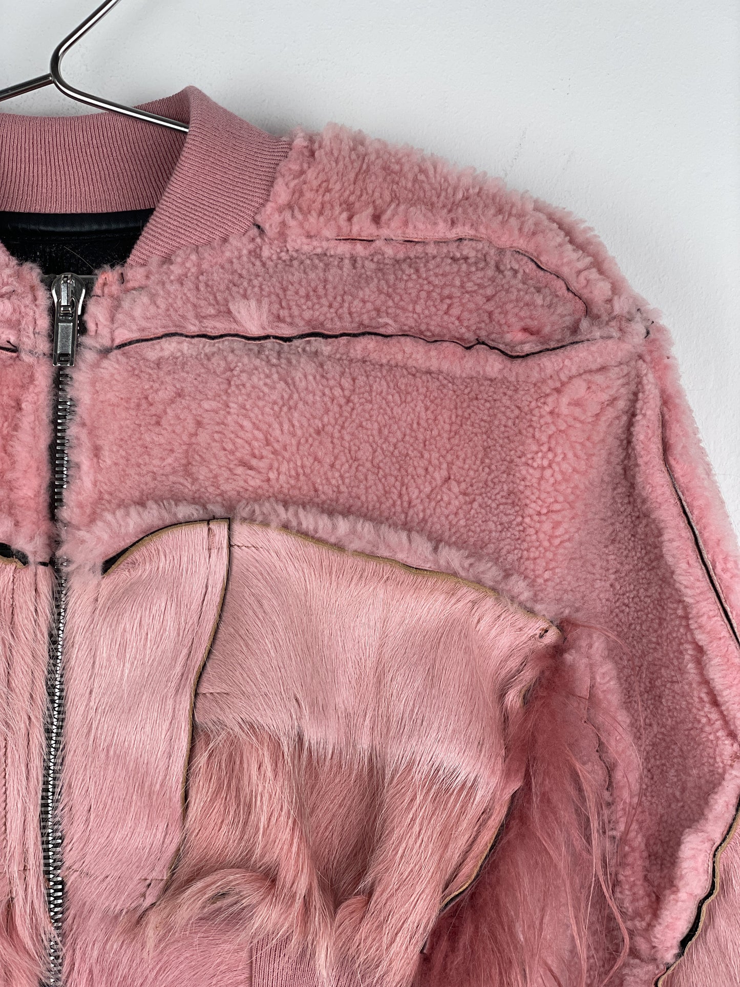 Rick Owens AW22 'Strobe' Cropped Collage Pony Hair Fur Bomber Jacket