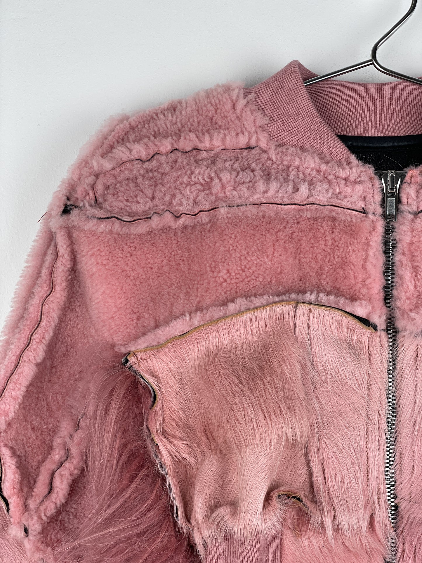 Rick Owens AW22 'Strobe' Cropped Collage Pony Hair Fur Bomber Jacket
