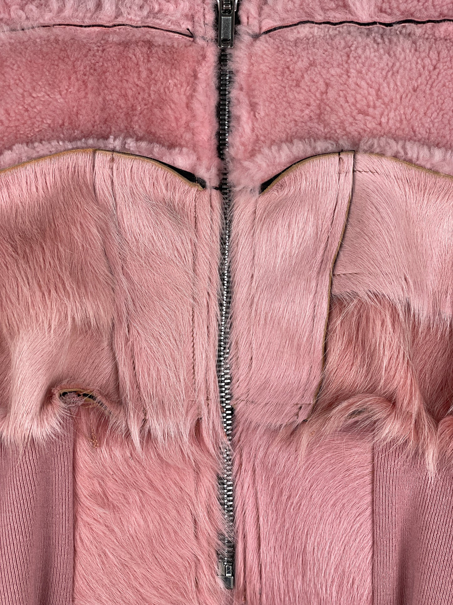 Rick Owens AW22 'Strobe' Cropped Collage Pony Hair Fur Bomber Jacket