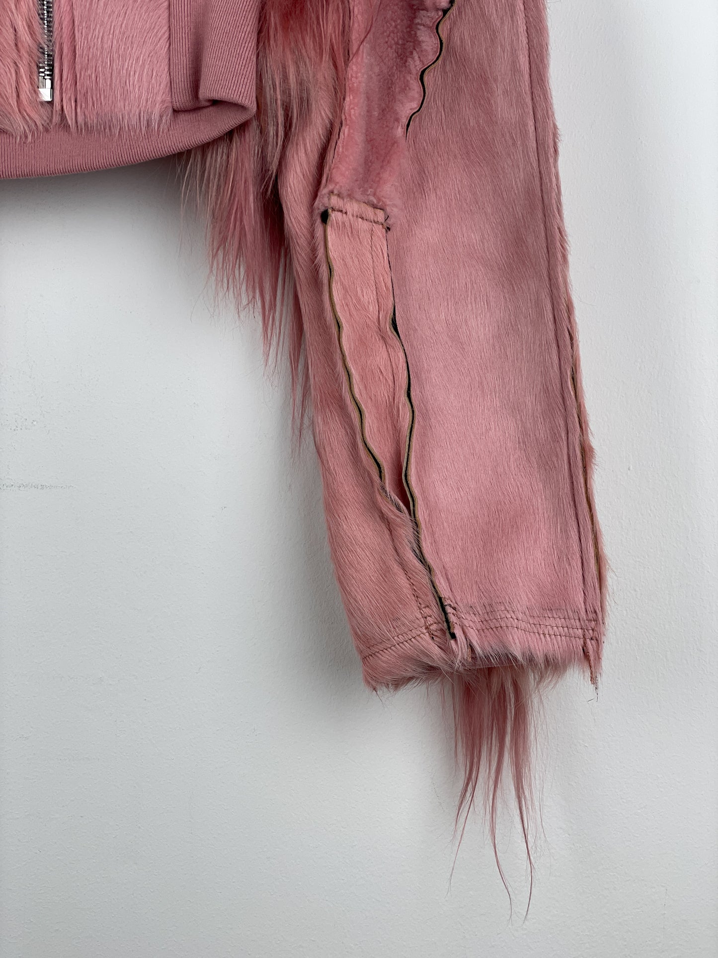 Rick Owens AW22 'Strobe' Cropped Collage Pony Hair Fur Bomber Jacket