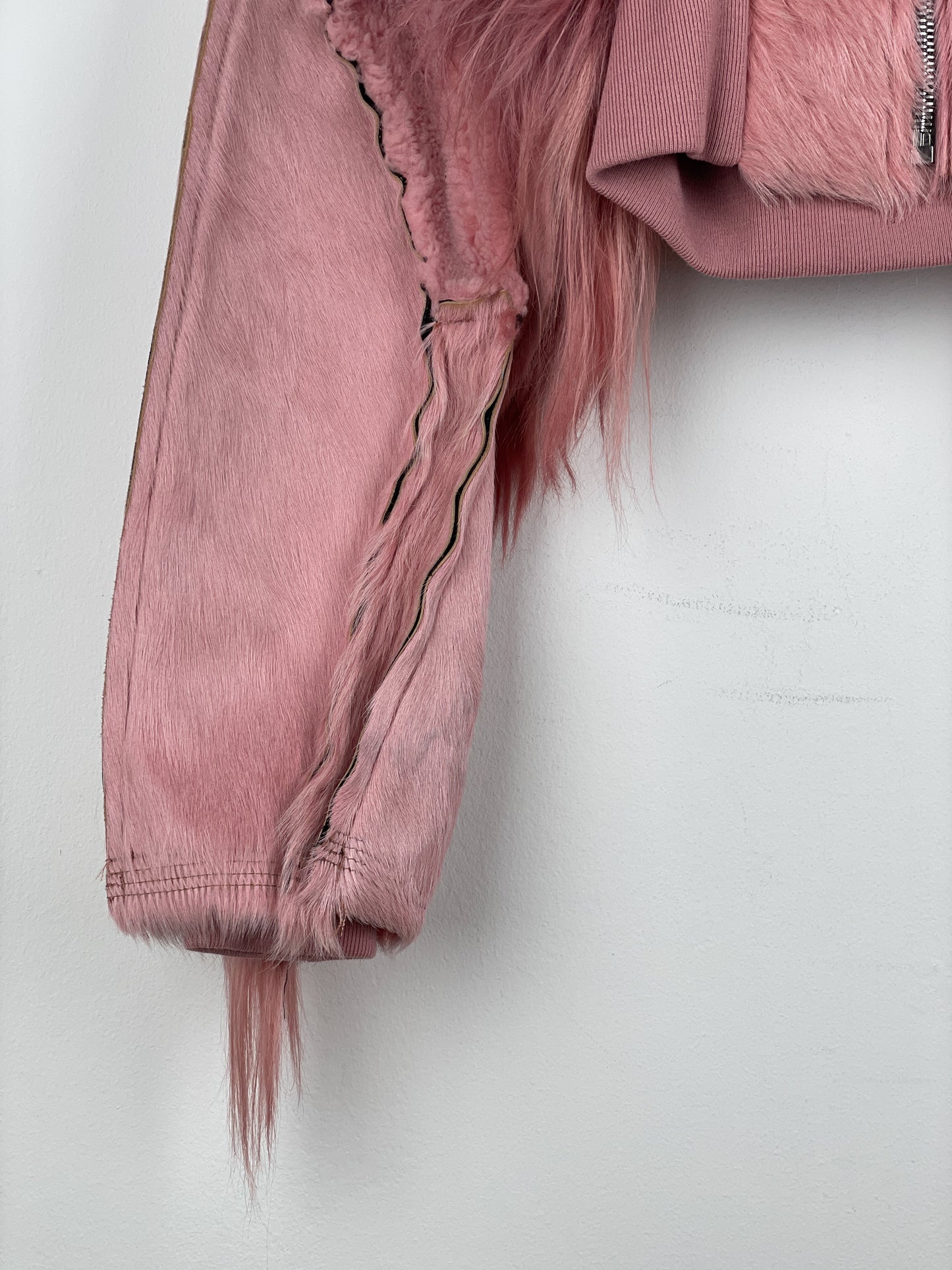 Rick Owens AW22 'Strobe' Cropped Collage Pony Hair Fur Bomber Jacket