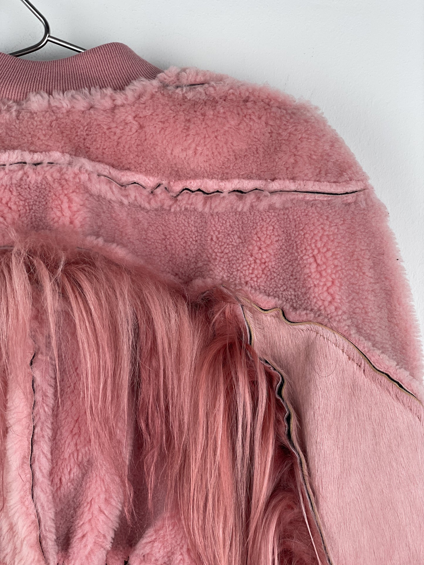Rick Owens AW22 'Strobe' Cropped Collage Pony Hair Fur Bomber Jacket