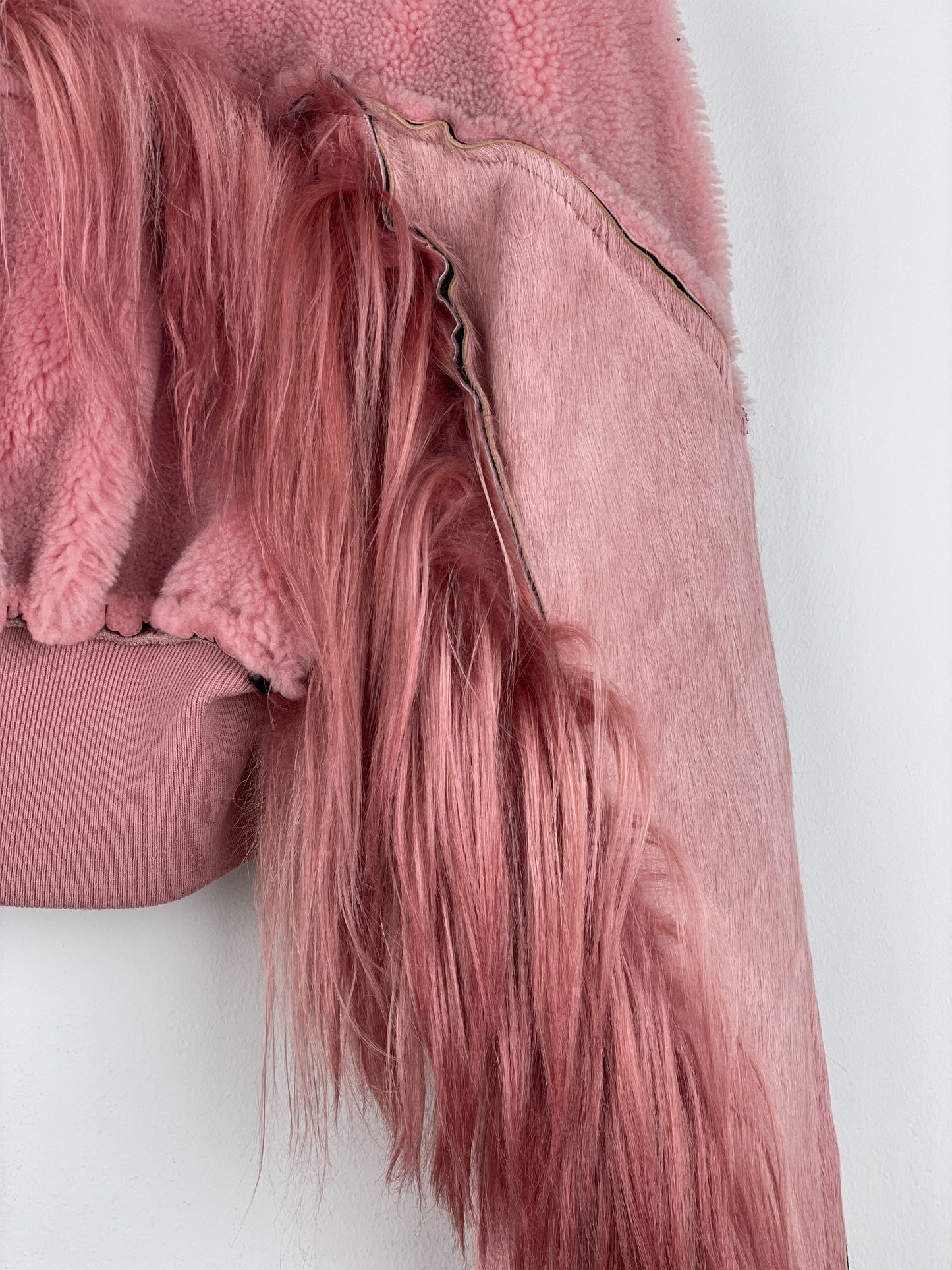 Rick Owens AW22 'Strobe' Cropped Collage Pony Hair Fur Bomber Jacket