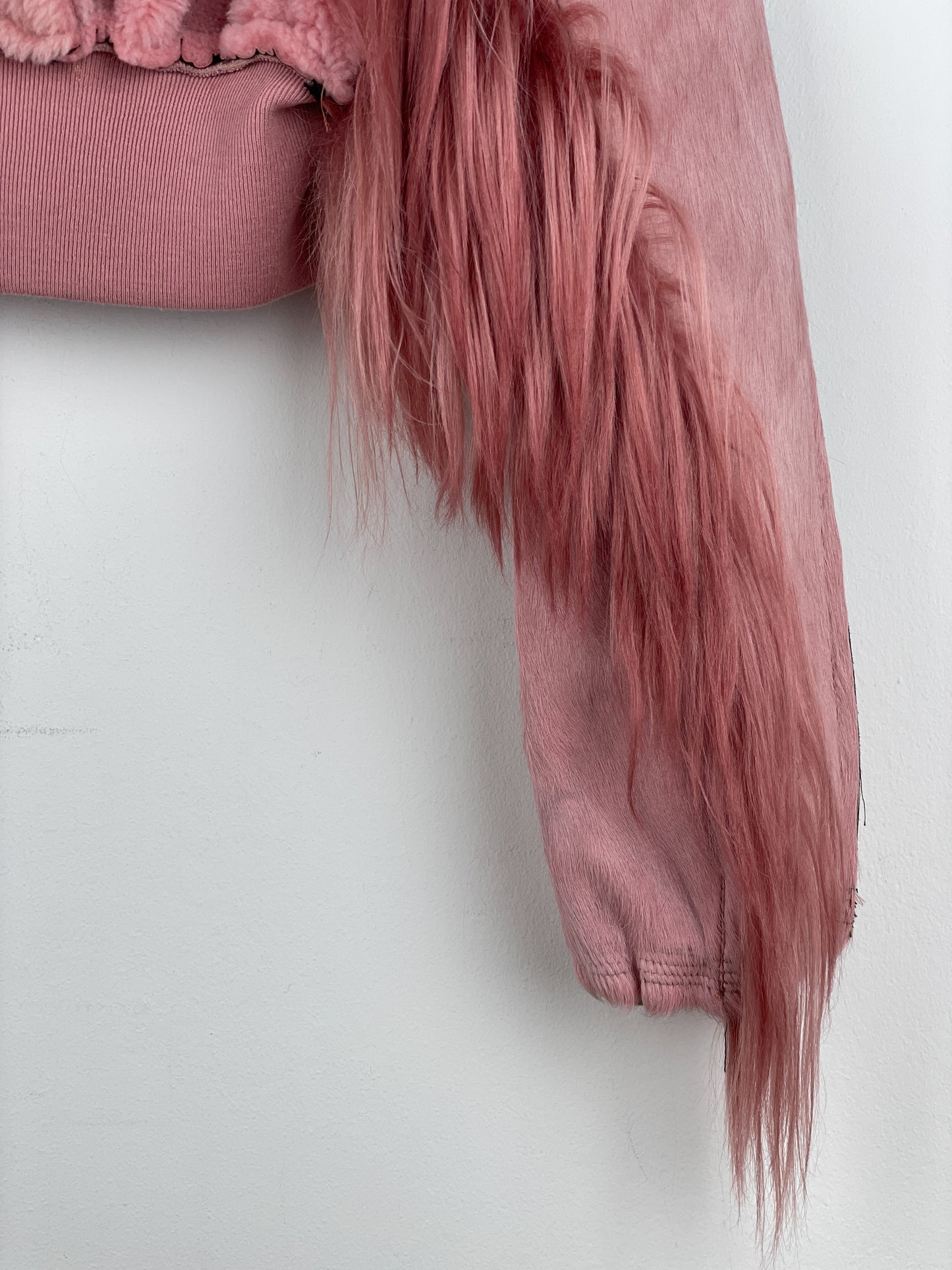 Rick Owens AW22 'Strobe' Cropped Collage Pony Hair Fur Bomber Jacket