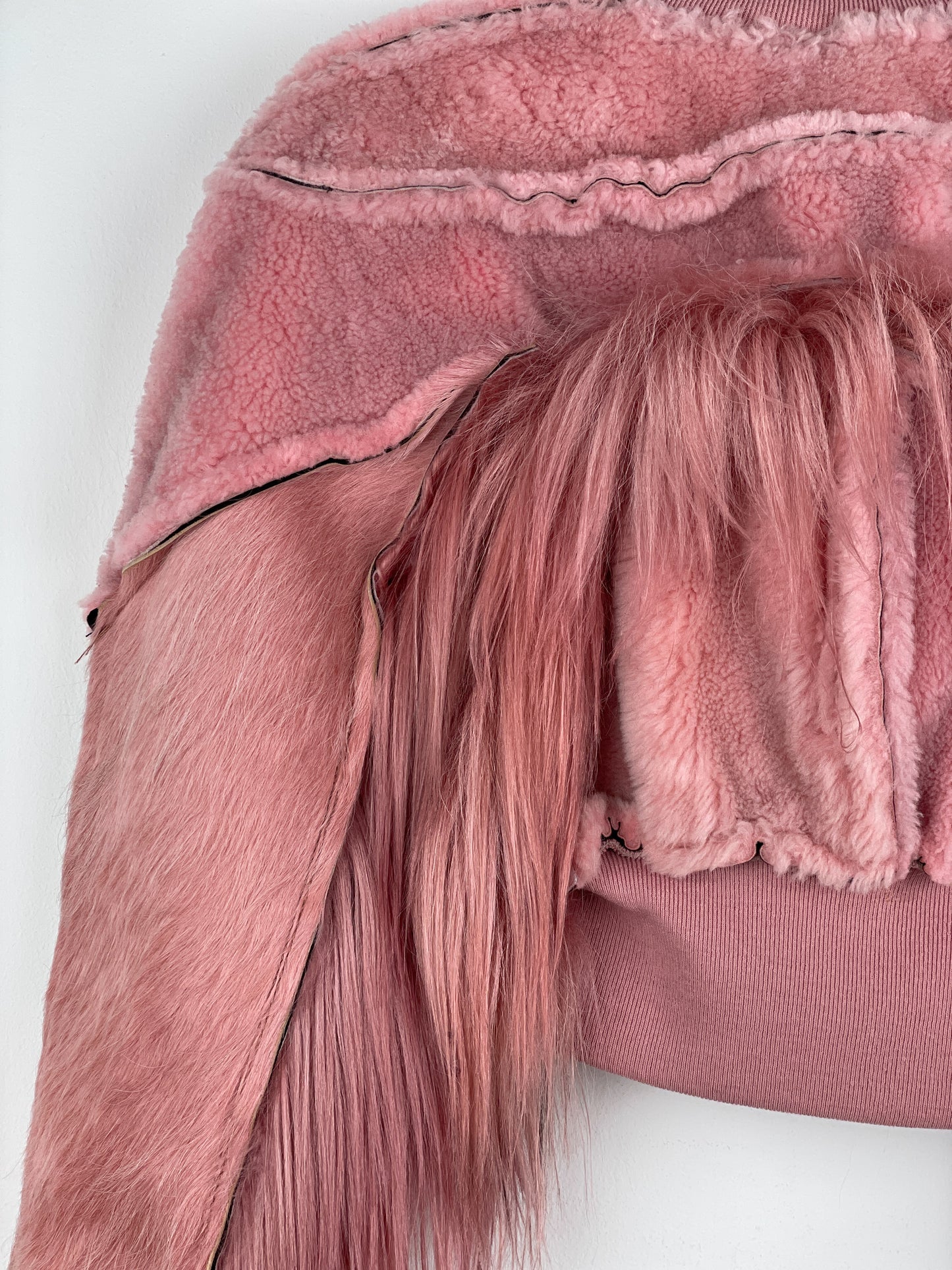 Rick Owens AW22 'Strobe' Cropped Collage Pony Hair Fur Bomber Jacket
