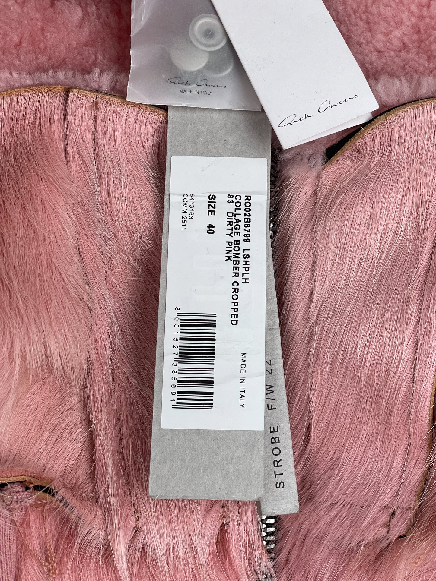 Rick Owens AW22 'Strobe' Cropped Collage Pony Hair Fur Bomber Jacket