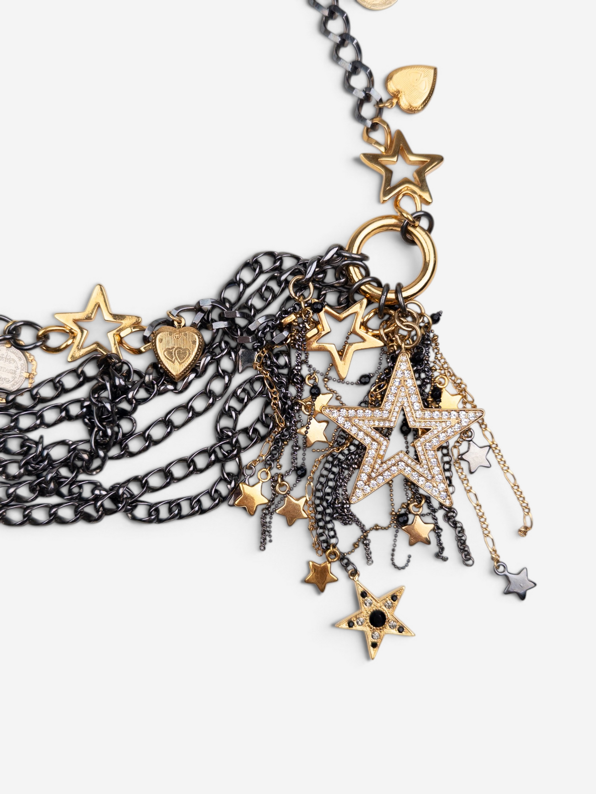 Dolce & Gabbana 2000s Multi-Chain Hearts & Stars Charm Statement Necklace – photo 8
