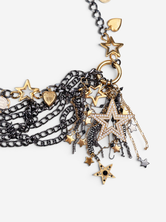 Dolce & Gabbana 2000s Multi-Chain Hearts & Stars Charm Statement Necklace – photo 8
