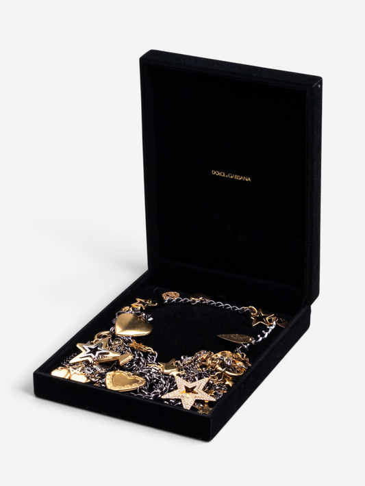 Dolce & Gabbana 2000s Multi-Chain Hearts & Stars Charm Statement Necklace – photo 13
