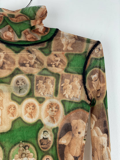 Jean Paul Gaultier 1990s Doll/Teddy Museum Turtleneck Mesh Longsleeve