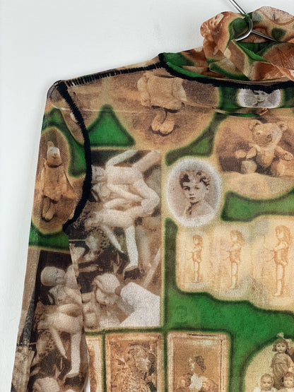 Jean Paul Gaultier 1990s Doll/Teddy Museum Turtleneck Mesh Longsleeve